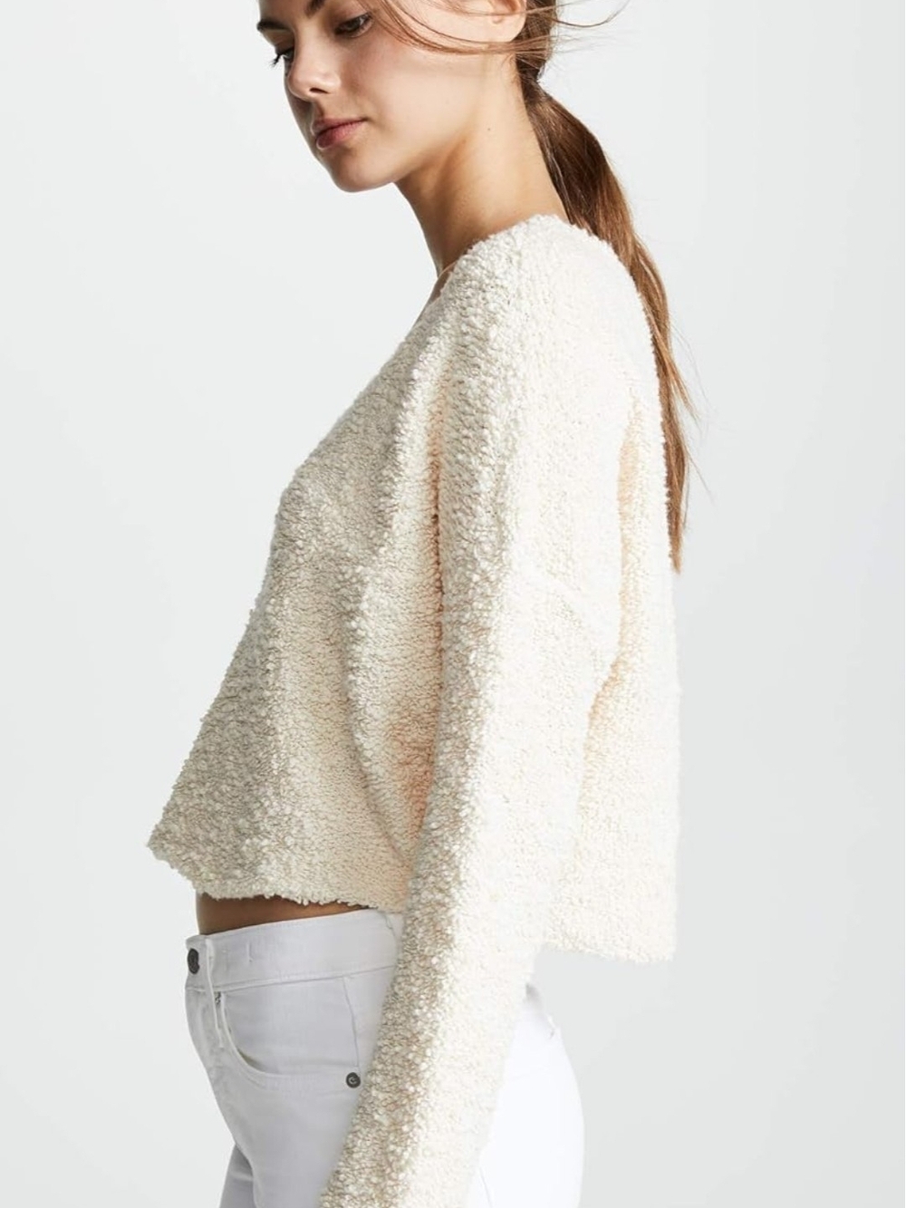 Free People Ivory Popcorn Pullover Sweater Size M - Picture 8 of 15